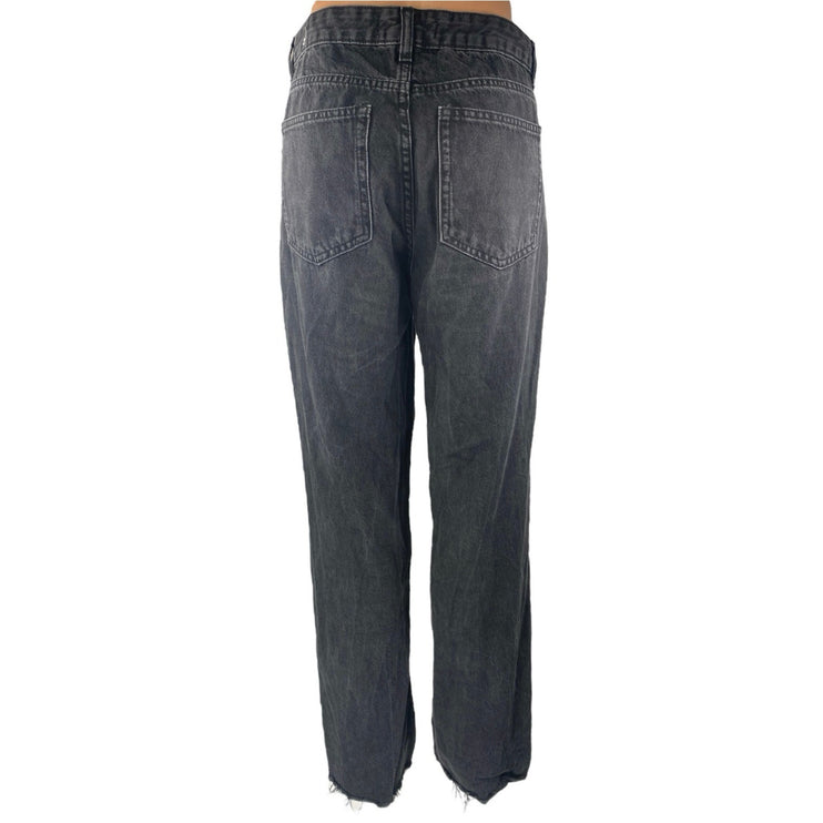 MNG Mango Womens Black High Waisted Straight Wide Leg Denim Jeans Panrs Size 8