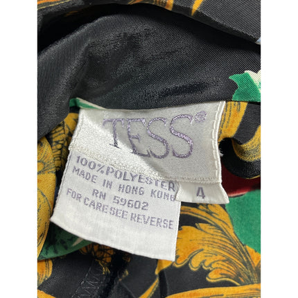 Tess Women's Black Multicolor Floral Long Sleeve Henley Button Blouse Top Size 4
