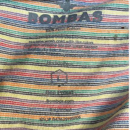 Bombas Men's Rainbow Striped Pride Short Sleeve Crew Neck T Shirt Tee Top Size L