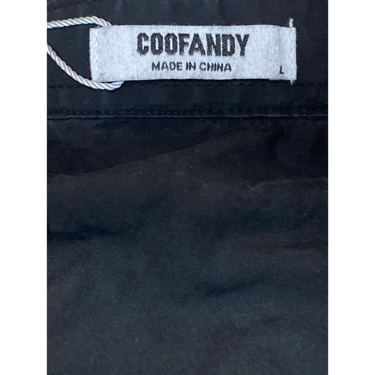 Coofandy Mens Black Embroidered Western Long Sleeve Button Down Shirt Top Size L