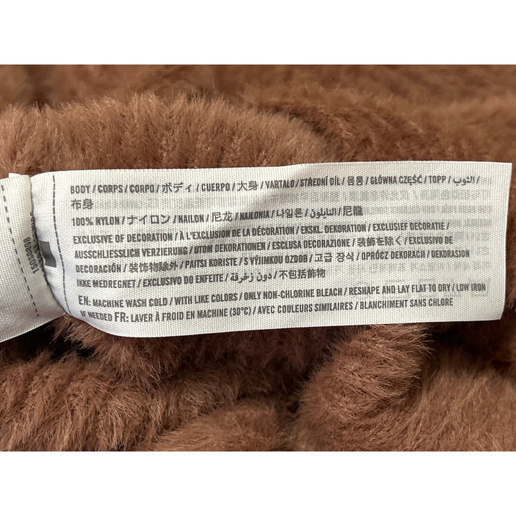 Abercrombie & Fitch Brown Long Sleeve Faux Fur Crew Neck Sweater Top Size XS