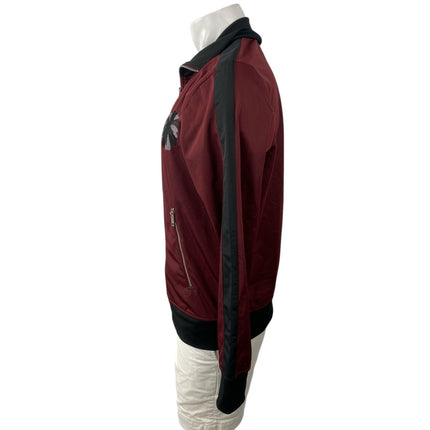 Diesel Men's Red Black Colorblock Full Zip Embroidered Bomber Coat Jacket Size M