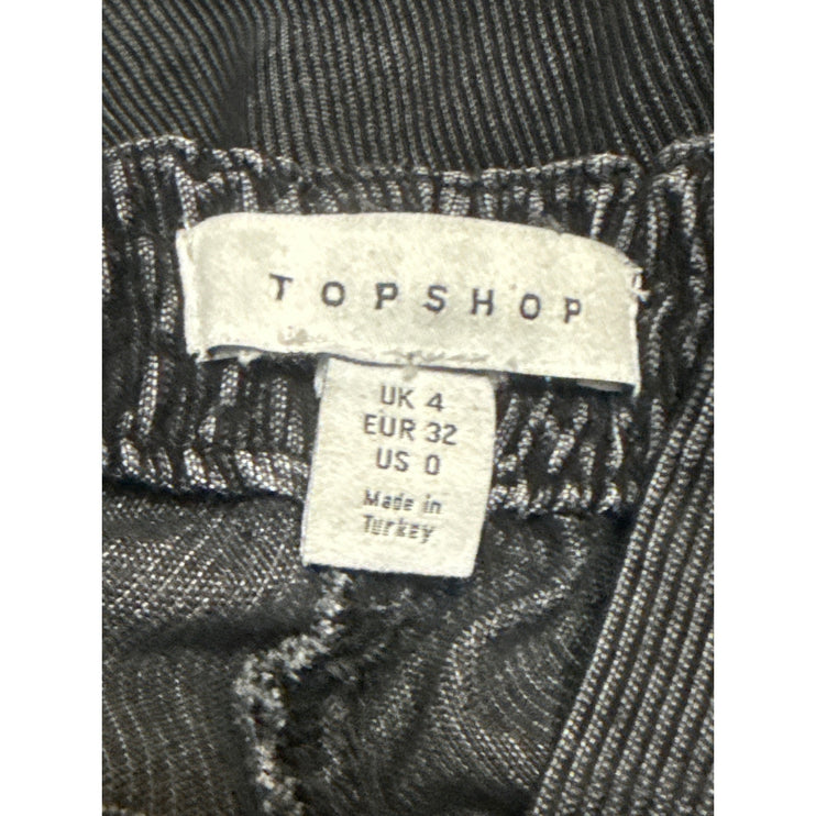 Topshop Women's Black High Rise Wide Leg Baggy Cargo Y2k Denim Jeans Size 0