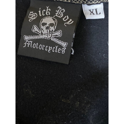 Sick Boy Motorcycles Black Graphic V Neck Sleeveless Muscle Tee Tank Top Size XL