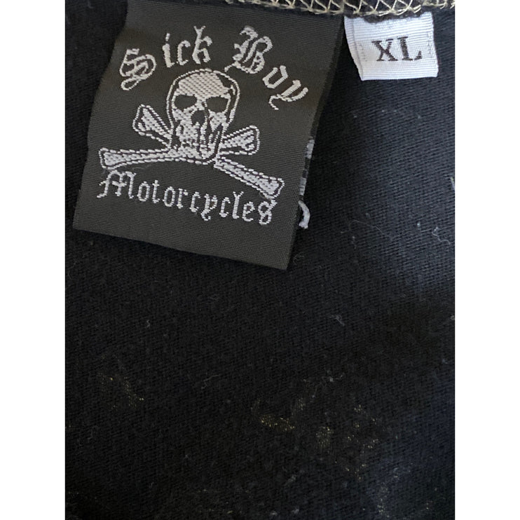 Sick Boy Motorcycles Black Graphic V Neck Sleeveless Muscle Tee Tank Top Size XL