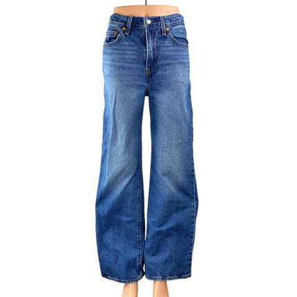 Levi's Women's Blue Medium Wash High Waisted Baggy Wide Leg Denim Jeans Pants 25