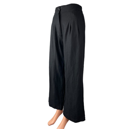 Naning9 Women's Black High Rise Pleated Wide Leg Baggy Trousers Pants Size XS