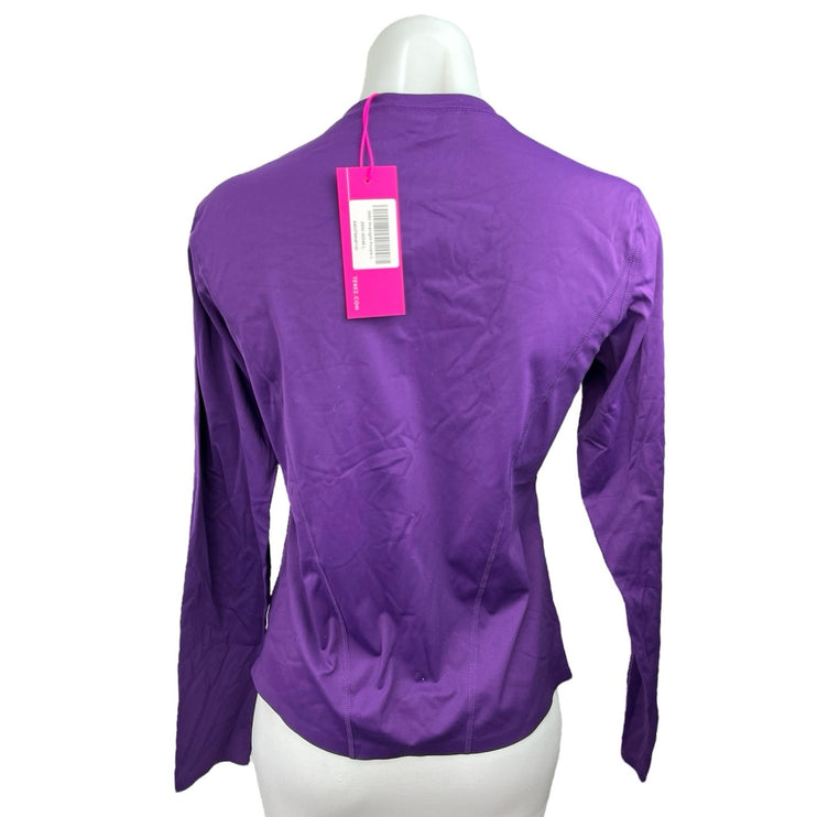 Terez NWT Women Purple Round Neck Long Sleeve Activewear Sports T-Shirt Top Sz L