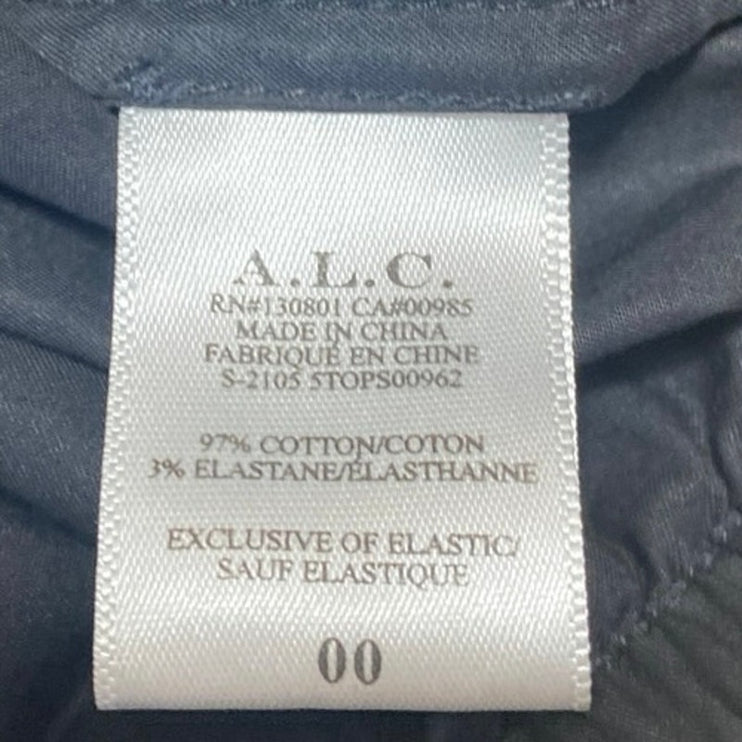 ALC Women's Black V-Neck Short Puff Sleeve Elastic Hem Cropped Blouse Top Size 0