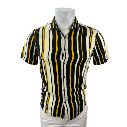 Denim & Flower Ricky Singh Men Multicolor Striped Short Sleeve Button Up Shirt S