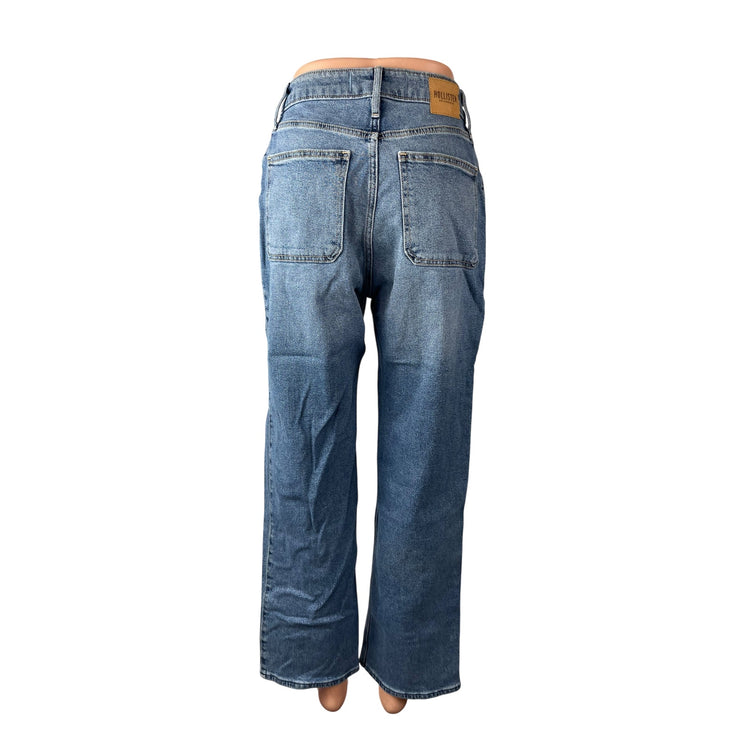 Hollister Curvy Ultra High Rise Dad Women's Blue Straight Denim Jeans Size 27x29