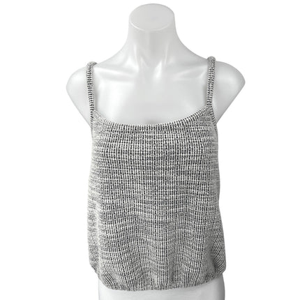 Ann Taylor LOFT Gray Sleeveless Knit Cami Camisole Bubble Hem Crop Tank Top Sz L