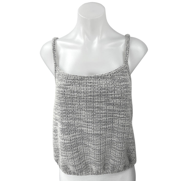 Ann Taylor LOFT Gray Sleeveless Knit Cami Camisole Bubble Hem Crop Tank Top Sz L