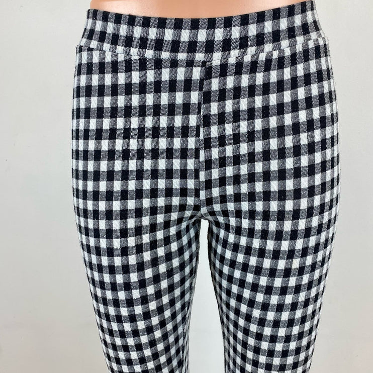 Urban Outfitters Gingham Checkered Black White High Waist Flared Leg Pants- XS