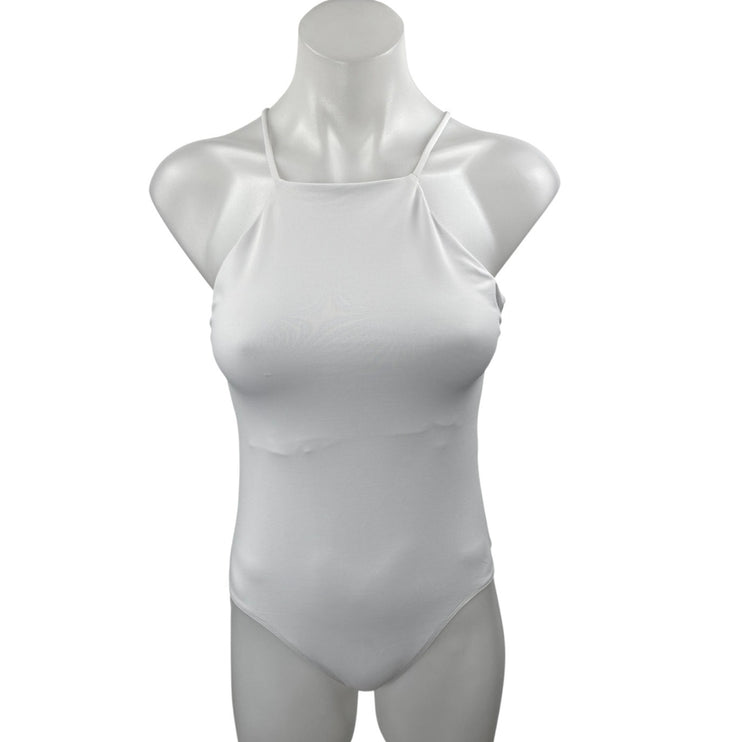 Zara Women's White Sleeveless Cami Camisole Racerback Thong Bodysuit Tank Top S