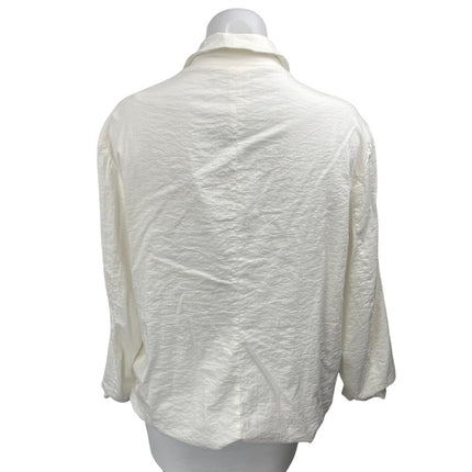 Le Lis White Button Front Notch Collar Pockets Long Sleeve Blazer Coat Jacket M