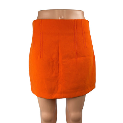 Zara Womens Orange High Rise Minimalist Mini Office Straight Pencil Skirt Size S