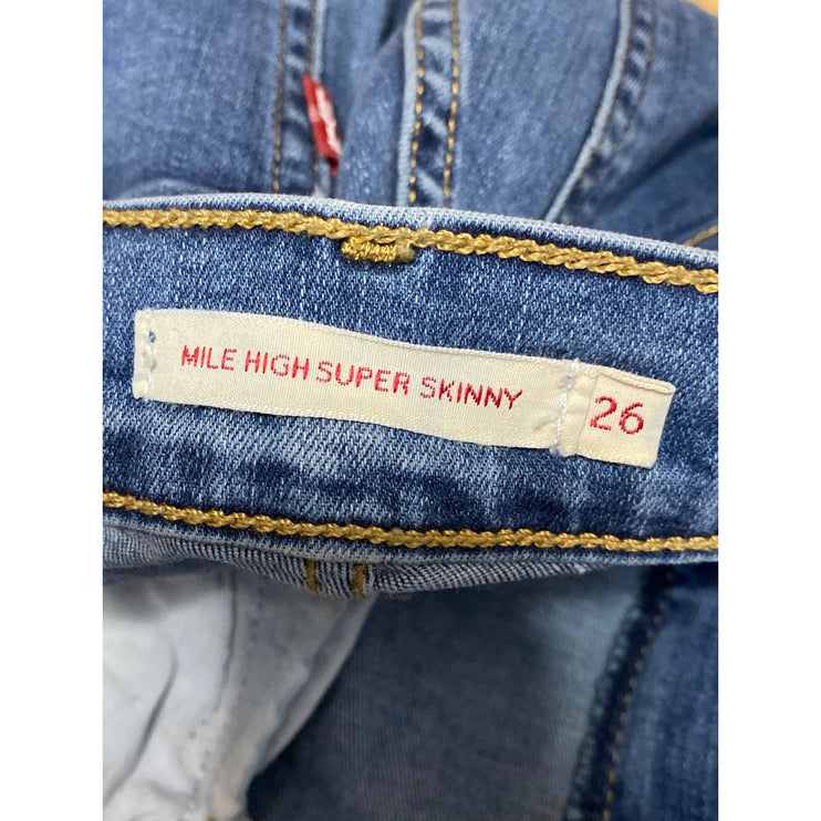 Levi's Mile High Rise Women's Blue Medium Wash Super Skinny Denim Jeans Pants 26