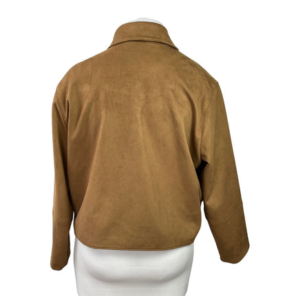 Abercrombie & Fitch Brown Vegan Faux Suede Long Sleeves Crop Coat Jacket Size XL