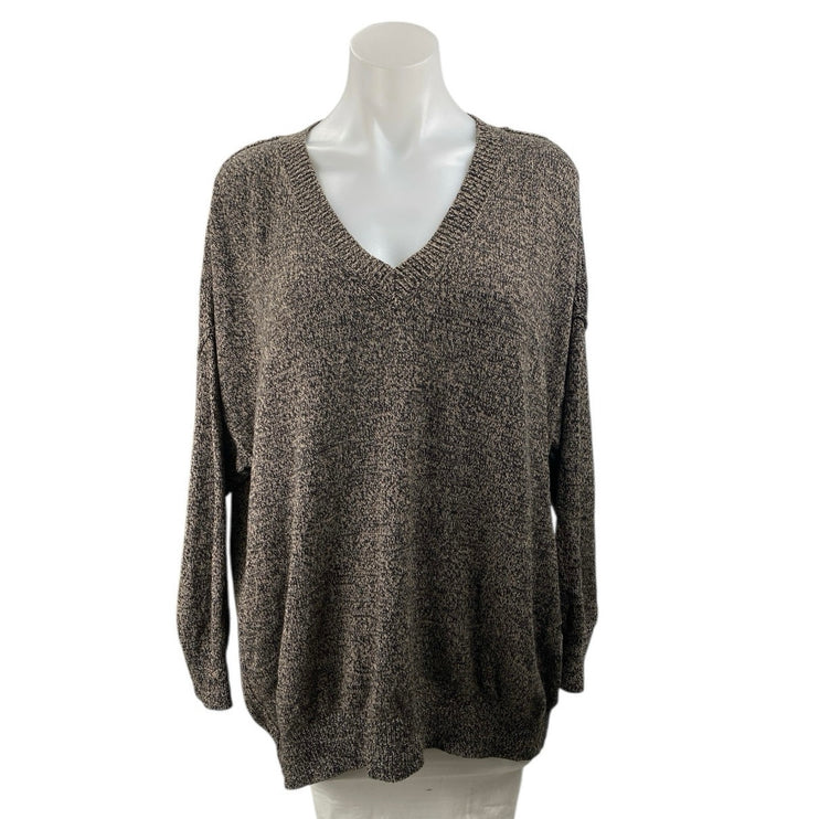 BCBGeneration Women's Gray V Neck Pullover Knit Long Sleeve Sweater Top Size M