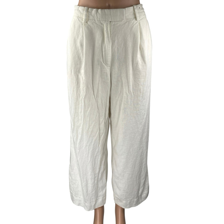 Abercrombie & Fitch White Linen Wide Leg High Waist Palazzo Trousers Pants Sz 30