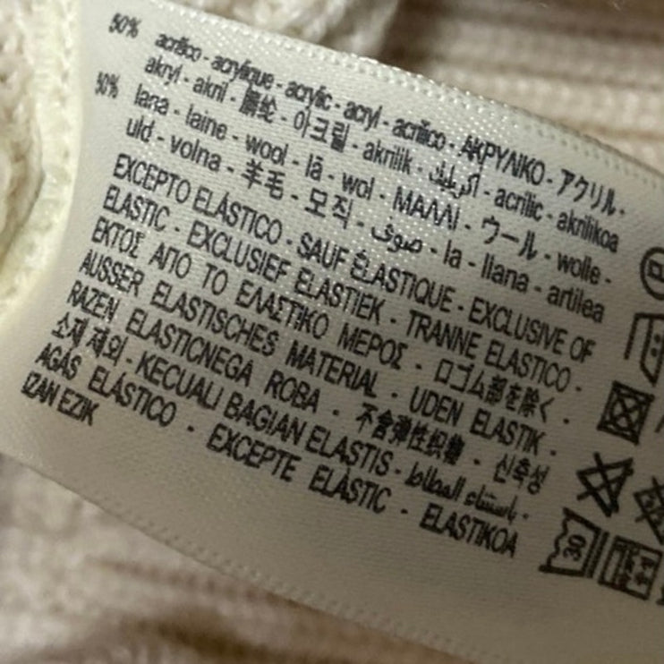 Zara Women's Cream Wool Short Drop Sleeve V Neck Knit Vest Sweater Top Size M