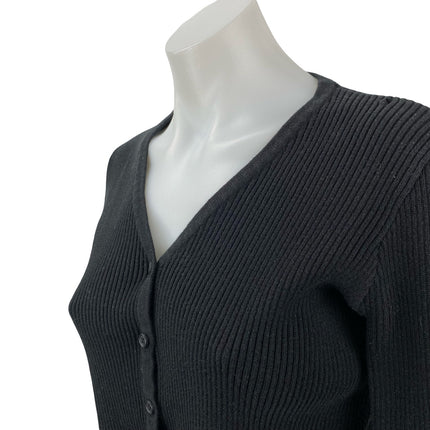 Brandy Melville Women's Black Ribbed Knit Button Up Cardigan Sweater Top Size S