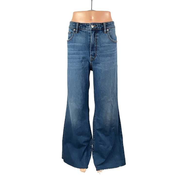 Free Assembly Women's Blue High Rise Wide Leg Baggy Palazzo Denim Jeans Size 35