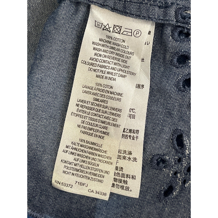 French Connection Blue Chambray Sleeveless Embroidered Tank Mini Dress Size 8