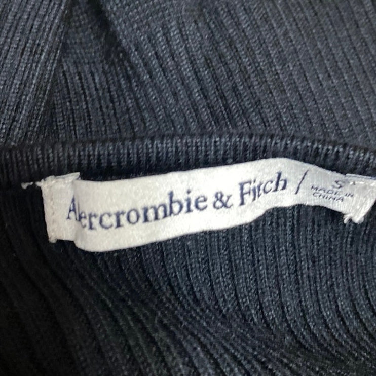 Abercrombie & Fitch Black Rib Knit V-neck Long Sleeve Sweater Bodysuit Top Sz S