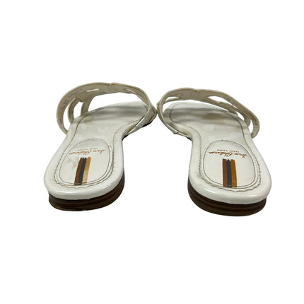 Sam Edelman Women's White Double E Straps Square Toe Bay Flat Slides Sandals 9.5