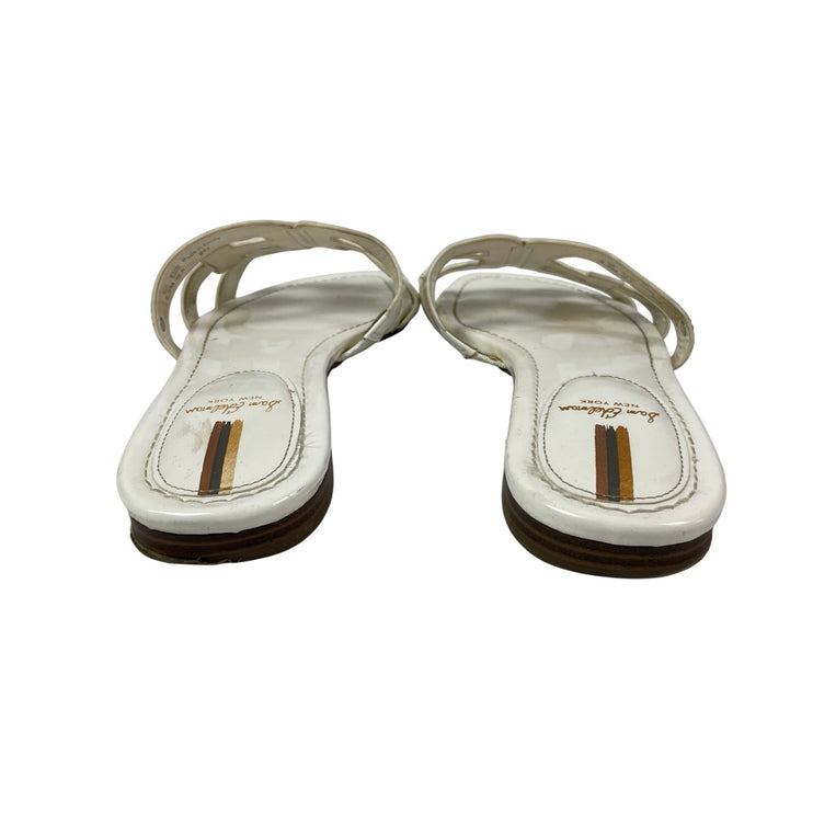 Sam Edelman Women's White Double E Straps Square Toe Bay Flat Slides Sandals 9.5