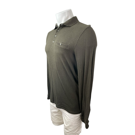 Ted Baker Men's Olive Green Long Sleeve Textured Pocket Polo Sweater Top Size S