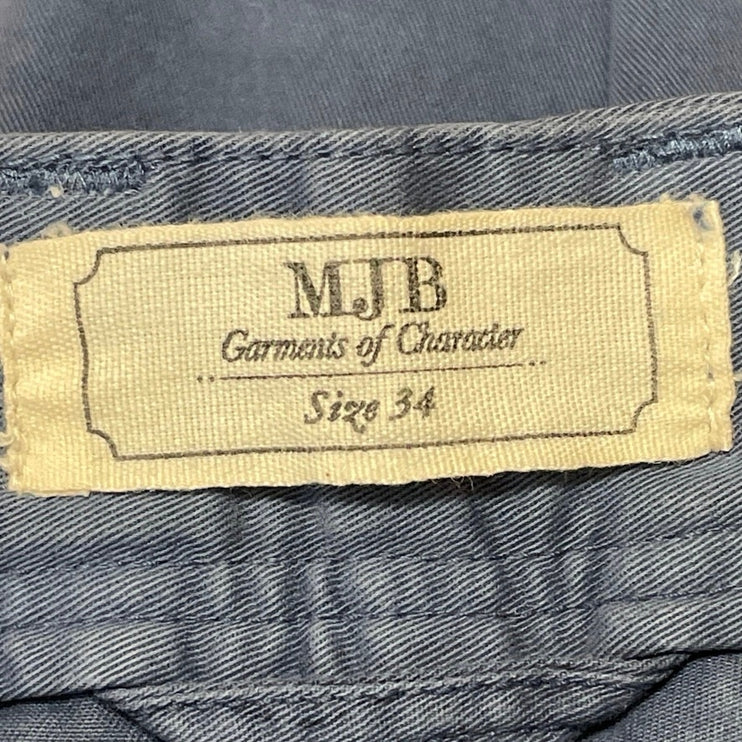MJB Men's Blue Mid Rise Golf Casual Straight Chino Khaki Bermuda Shorts Size 34