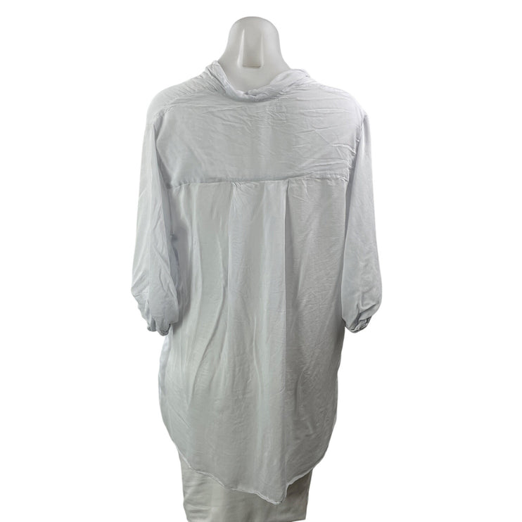 Helmut Lang Women's Light Gray 3/4 Sleeve V Neck Drape Blouse Shirt Top Size M