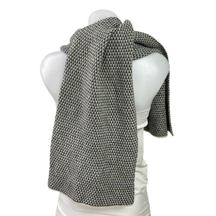 Lacoste Women's Black Gray Textured Knit Snow Wrap Shawl Neck Scarf Size OS