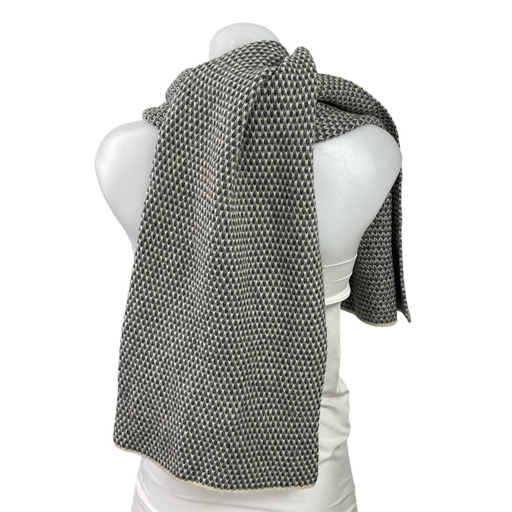 Lacoste Women's Black Gray Textured Knit Snow Wrap Shawl Neck Scarf Size OS