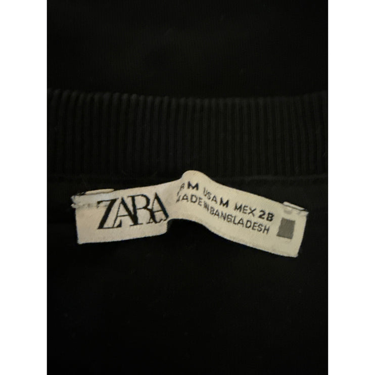 Zara Women's Black Short Sleeve Crew Neck Basic Casual T Shirt Tee Top Size M