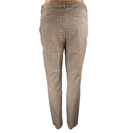 Cynthia Rowley Women's Brown Geometric Mid Rise Tapered Trousers Dress Pants 4