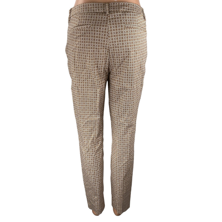 Cynthia Rowley Women's Brown Geometric Mid Rise Tapered Trousers Dress Pants 4