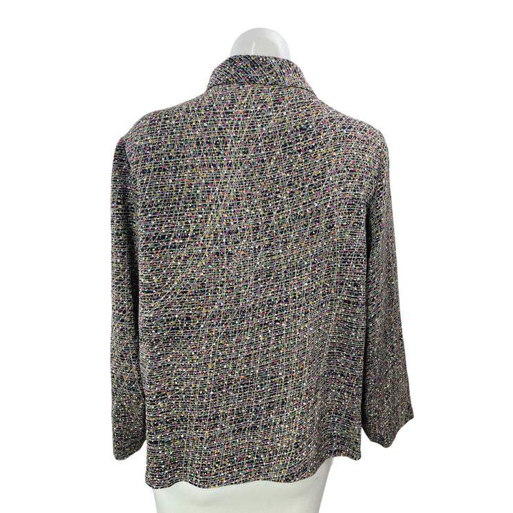 Elegance K Fashion Women's Multicolor Dotted Long Sleeve Button Up Shirt Top M/L