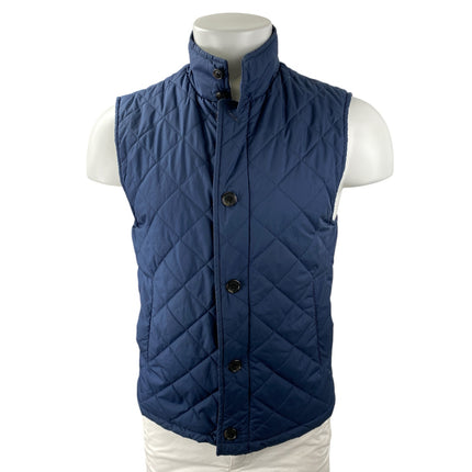 Brooks Brothers 346 Blue Quilted Sleeveless Button Up Vest Coat Jacket Size S