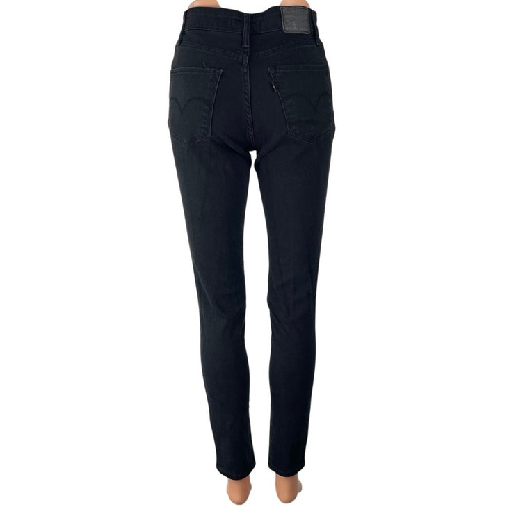 Levi's 721 High Rise Skinny Women's Black Distressed Ankle Denim Jeans Size 26