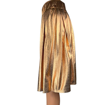 Anthropologie Moulinette Soeurs Gold Metallic High Waisted A Line Mini Skirt XS