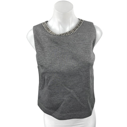 Cynthia Rowley Gray Rhinestone Neck Sleeveless Cami Camisole Tank Top Size S