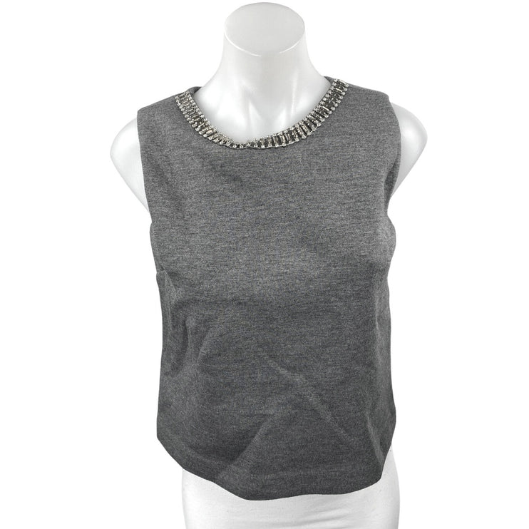 Cynthia Rowley Gray Rhinestone Neck Sleeveless Cami Camisole Tank Top Size S