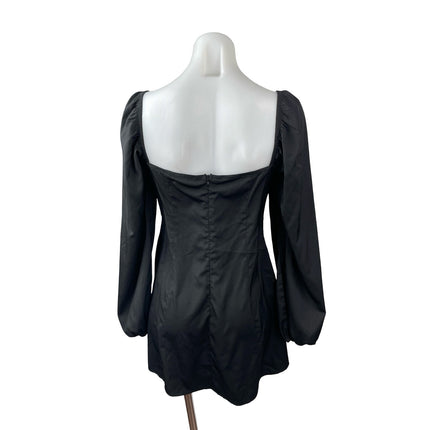 Princess Polly Black Long Sleeve Floral Lace Bustier Mini A Line Dress Size 8