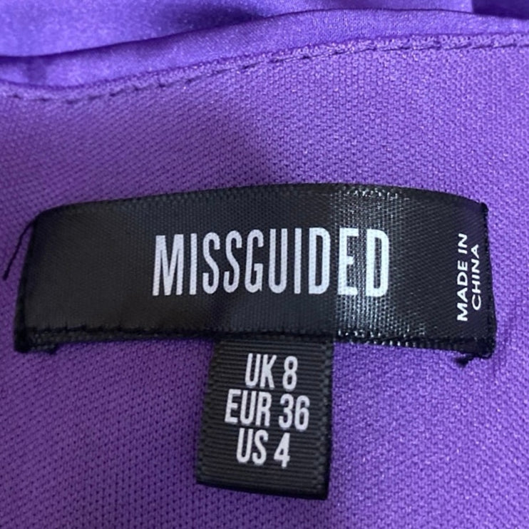 Missguided Purple Silk Satin Sleeveless Cami Camisole Tank Mini Slip Dress Sz 4
