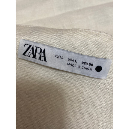 Zara Women's Cream Beaded Embroidered Leaf Sleeveless Tie Cami Crop Top Size L
