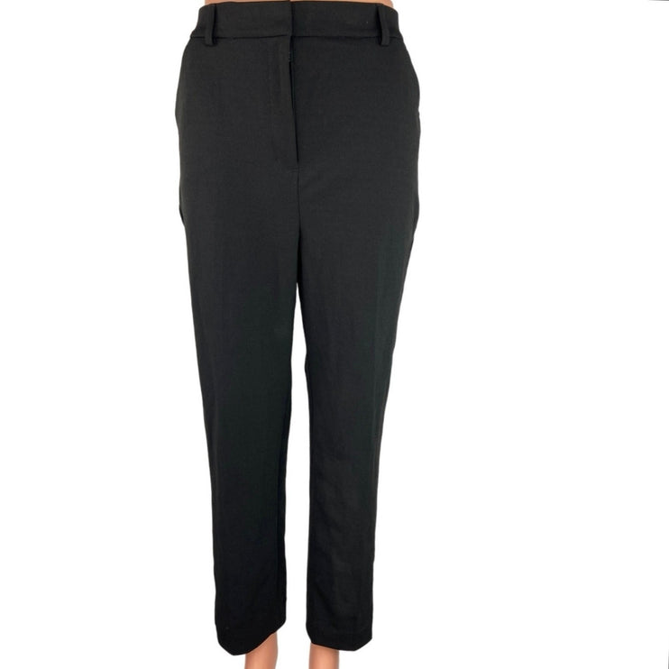 Express Black High Rise Flat Front Career Pockets Ankle Trouser Dress Pants Sz M